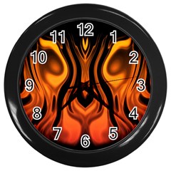 Fire And Flames Pattern Wall Clock (black) by SpinnyChairDesigns