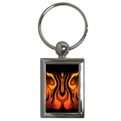 Fire And Flames Pattern Key Chain (rectangle) by SpinnyChairDesigns