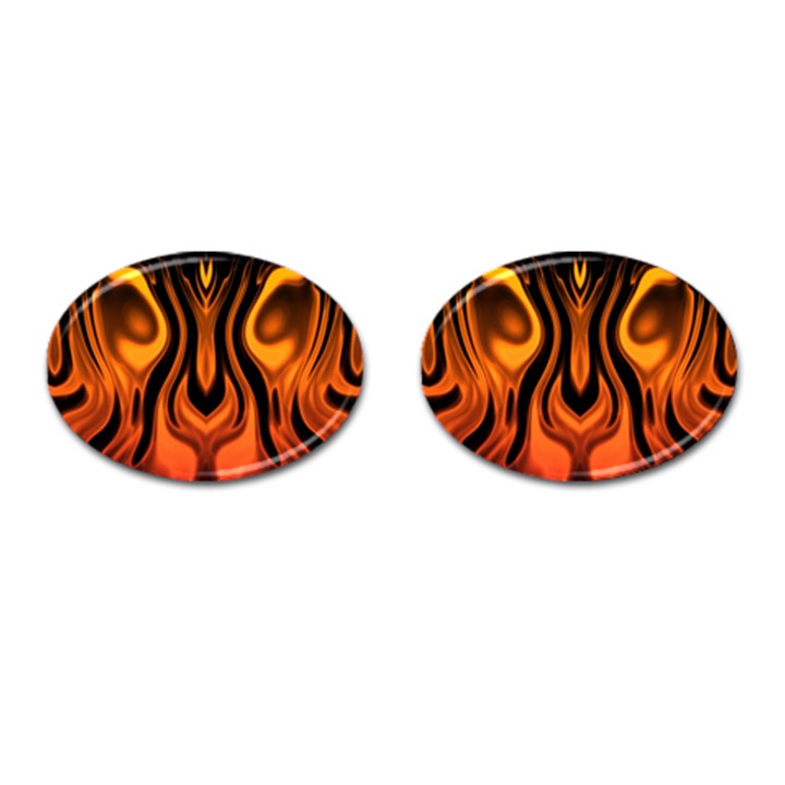 Fire and Flames Pattern Cufflinks (Oval)