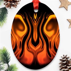 Fire And Flames Pattern Oval Ornament (two Sides) by SpinnyChairDesigns