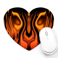 Fire And Flames Pattern Heart Mousepads by SpinnyChairDesigns