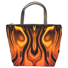 Fire And Flames Pattern Bucket Bag by SpinnyChairDesigns