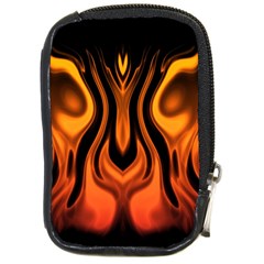 Fire And Flames Pattern Compact Camera Leather Case by SpinnyChairDesigns