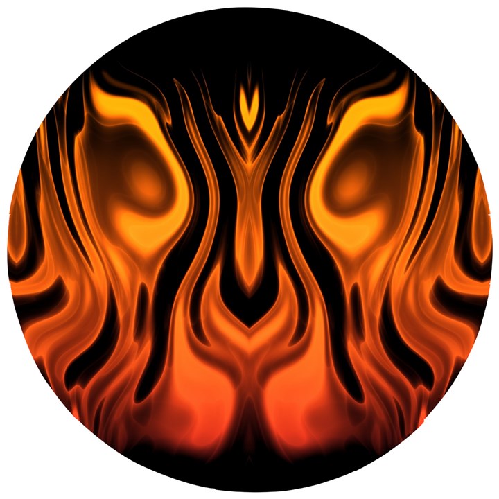 Fire and Flames Pattern Wooden Puzzle Round