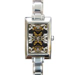 Boho Black Gold Color Rectangle Italian Charm Watch Front