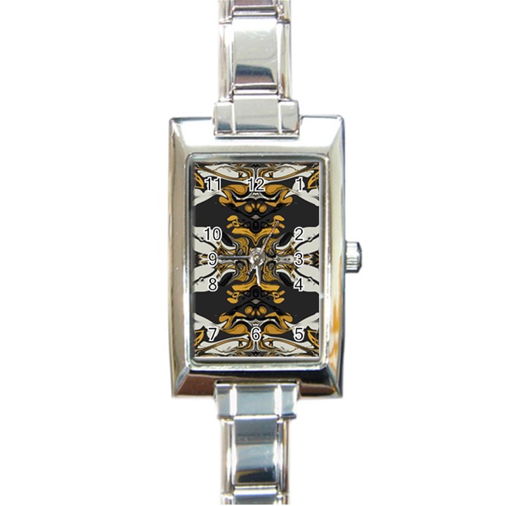 Boho Black Gold Color Rectangle Italian Charm Watch