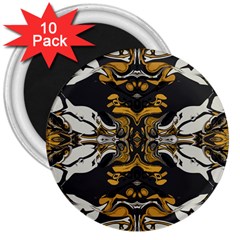 Boho Black Gold Color 3  Magnets (10 Pack)  by SpinnyChairDesigns