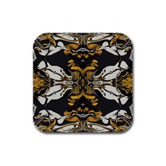 Boho Black Gold Color Rubber Square Coaster (4 Pack)  by SpinnyChairDesigns