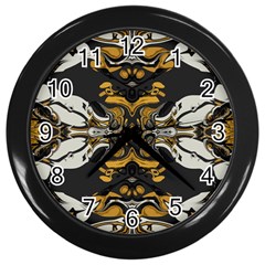 Boho Black Gold Color Wall Clock (black) by SpinnyChairDesigns