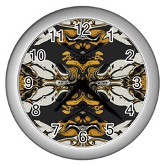 Boho Black Gold Color Wall Clock (silver) by SpinnyChairDesigns