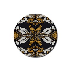 Boho Black Gold Color Rubber Coaster (round)  by SpinnyChairDesigns