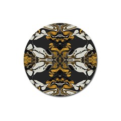 Boho Black Gold Color Magnet 3  (round) by SpinnyChairDesigns