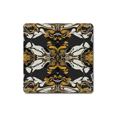 Boho Black Gold Color Square Magnet by SpinnyChairDesigns