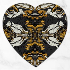 Boho Black Gold Color Jigsaw Puzzle (heart) by SpinnyChairDesigns