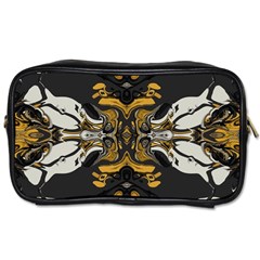 Boho Black Gold Color Toiletries Bag (one Side) by SpinnyChairDesigns