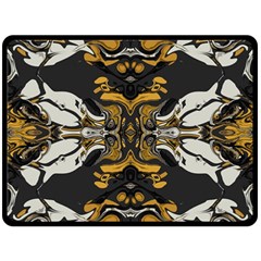 Boho Black Gold Color Double Sided Fleece Blanket (large)  by SpinnyChairDesigns