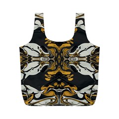 Boho Black Gold Color Full Print Recycle Bag (m) by SpinnyChairDesigns