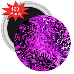 Magenta Black Abstract Art 3  Magnets (100 Pack) by SpinnyChairDesigns