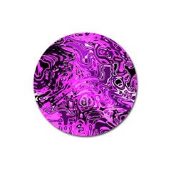 Magenta Black Abstract Art Magnet 3  (round) by SpinnyChairDesigns