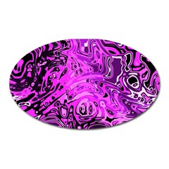 Magenta Black Abstract Art Oval Magnet by SpinnyChairDesigns