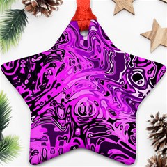 Magenta Black Abstract Art Star Ornament (two Sides) by SpinnyChairDesigns