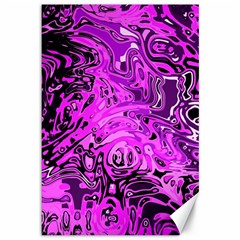 Magenta Black Abstract Art Canvas 12  X 18  by SpinnyChairDesigns