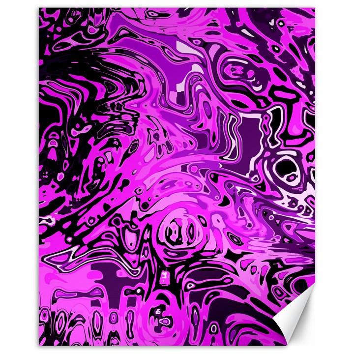 Magenta Black Abstract Art Canvas 16  x 20 