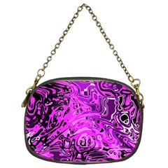 Magenta Black Abstract Art Chain Purse (two Sides) by SpinnyChairDesigns