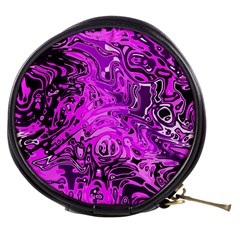 Magenta Black Abstract Art Mini Makeup Bag by SpinnyChairDesigns