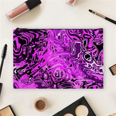 Magenta Black Abstract Art Cosmetic Bag (large) by SpinnyChairDesigns