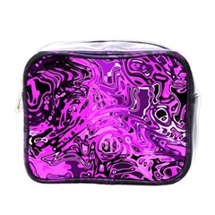 Magenta Black Abstract Art Mini Toiletries Bag (one Side) by SpinnyChairDesigns