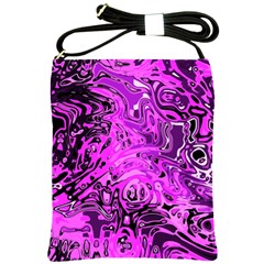 Magenta Black Abstract Art Shoulder Sling Bag by SpinnyChairDesigns