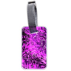 Magenta Black Abstract Art Luggage Tag (two Sides) by SpinnyChairDesigns