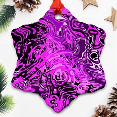 Magenta Black Abstract Art Ornament (snowflake) by SpinnyChairDesigns