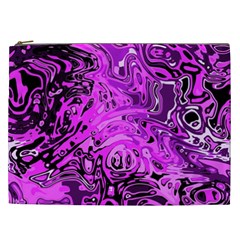 Magenta Black Abstract Art Cosmetic Bag (xxl) by SpinnyChairDesigns