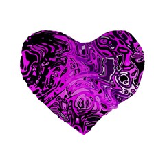 Magenta Black Abstract Art Standard 16  Premium Heart Shape Cushions by SpinnyChairDesigns