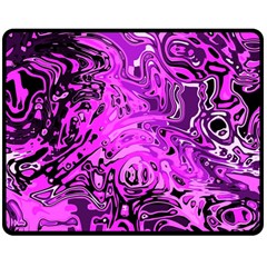 Magenta Black Abstract Art Double Sided Fleece Blanket (medium)  by SpinnyChairDesigns