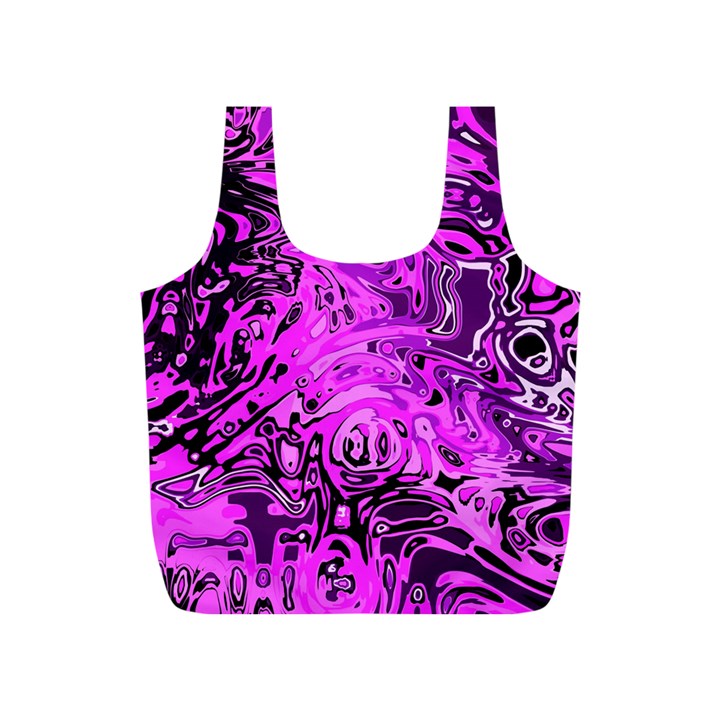 Magenta Black Abstract Art Full Print Recycle Bag (S)