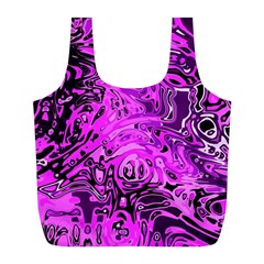 Magenta Black Abstract Art Full Print Recycle Bag (l) by SpinnyChairDesigns