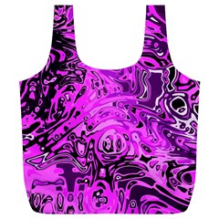 Magenta Black Abstract Art Full Print Recycle Bag (xl) by SpinnyChairDesigns