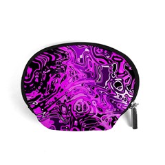 Magenta Black Abstract Art Accessory Pouch (small) by SpinnyChairDesigns