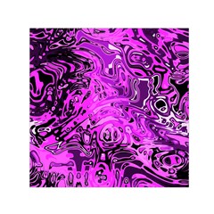 Magenta Black Abstract Art Small Satin Scarf (square) by SpinnyChairDesigns