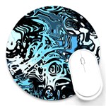 Black Blue White Abstract Art Round Mousepads Front