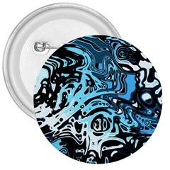 Black Blue White Abstract Art 3  Buttons by SpinnyChairDesigns