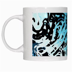 Black Blue White Abstract Art White Mugs