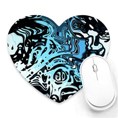 Black Blue White Abstract Art Heart Mousepads by SpinnyChairDesigns