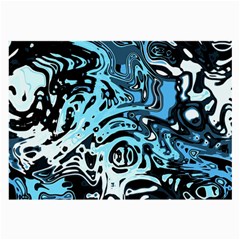 Black Blue White Abstract Art Large Glasses Cloth by SpinnyChairDesigns