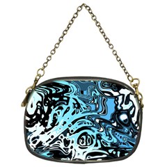 Black Blue White Abstract Art Chain Purse (one Side) by SpinnyChairDesigns