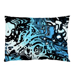 Black Blue White Abstract Art Pillow Case by SpinnyChairDesigns