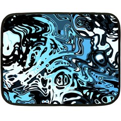 Black Blue White Abstract Art Double Sided Fleece Blanket (mini)  by SpinnyChairDesigns